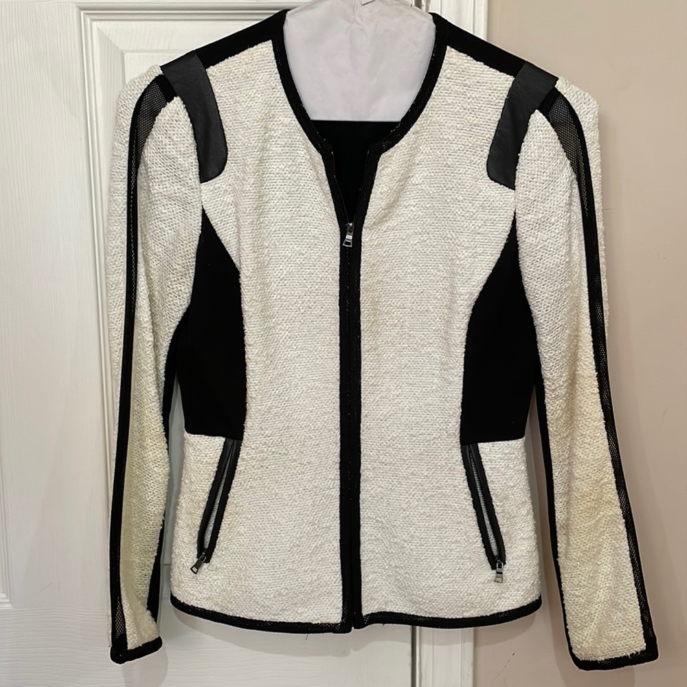 Rebecca Taylor white and black tweed jacket